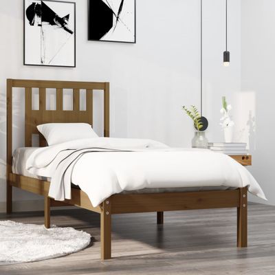 vidaXL Posteľný rám, medový, drevený masív 90x190 cm, jednolôžko