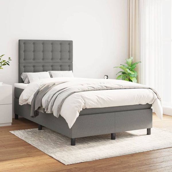 vidaXL Boxspring posteľ s matracom tmavosivý 120x200 cm látka
