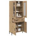vidaXL Highboard Remeselný dub 69,5 x 34 x 180 cm Kompozitné drevo