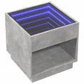 vidaXL Konferenčný stolík s nekonečnými LED betónovosivý 50x50x50 cm