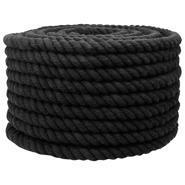 vidaXL Lano Čierna 1,6 x 1,6 x 10000 cm Bavlna