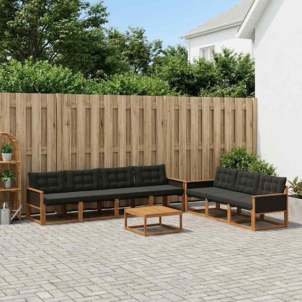 vidaXL Záhradná súprava gaučov s vankúšom 8 pcs Prírodná a čierna