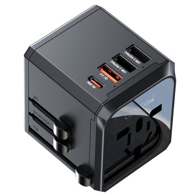 YESIDO MC24UNIOVERSAL ADAPTER UK/EU/US/AUX MAX 8A (3xUSB + USB-C) ČIERNA