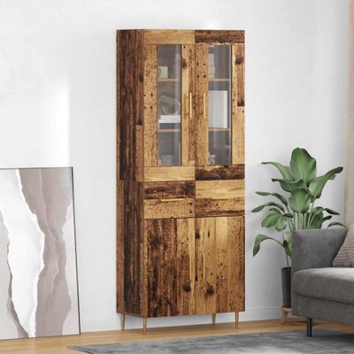 vidaXL Highboard so zásuvkou 2 pcs Staré drevo Kompozitné drevo
