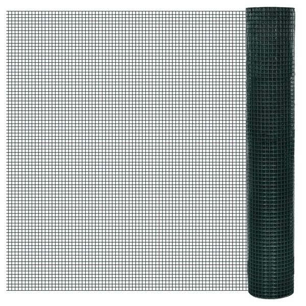 vidaXL Drôtené pletivo pozinkované a potiahnuté PVC 25x1 m zelené