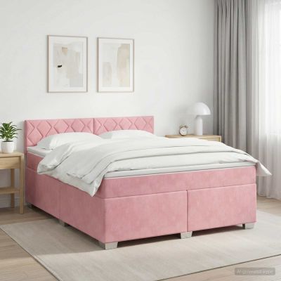 vidaXL Posteľ boxspring s matracom Ružová 160 x 200 cm Zamat