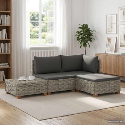 vidaXL 4 ks Ratanová lounge súprava s vankúšmi GENDT Prírodný ratan
