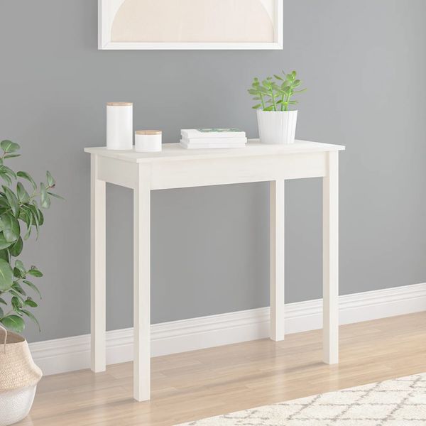 vidaXL Konzolový stolík biely 80x40x75 cm masívne borovicové drevo