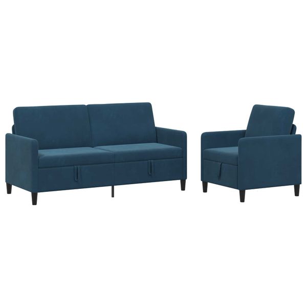 vidaXL Súprava pohovky s úložným priestorom 2 ks Modrá Polyester