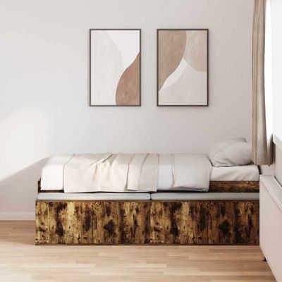 vidaXL Rám postele Dymová dub 100 x 200 cm Kompozitné drevo