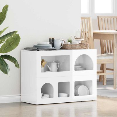 vidaXL Servírovacia skriňa ELST Vysoký lesk bielej 80,5 x 35 x 59 cm