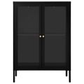 vidaXL Komoda čierna 75x35x105 cm oceľ a sklo
