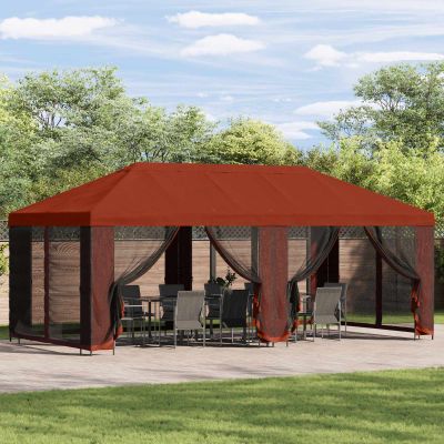 vidaXL Altánok so stenami 6 x 3 m Tehlová Polyester a oceľ 190