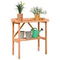 vidaXL Stôl na rastliny s policou hnedý 78x38x82,5 cm jedľový masív