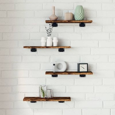 vidaXL Nástenné police 4 ks dymový dub 40x10x1,5 cm kompozitné drevo