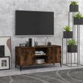 vidaXL TV skrinka, kovové nohy, tmavý dub 103,5x35x50 cm