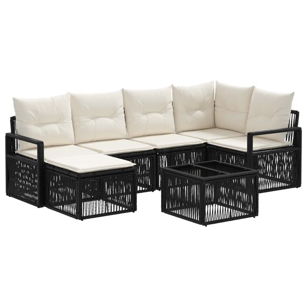 vidaXL Súprava záhradných pohoviek 7 pcs Čierna polyratan