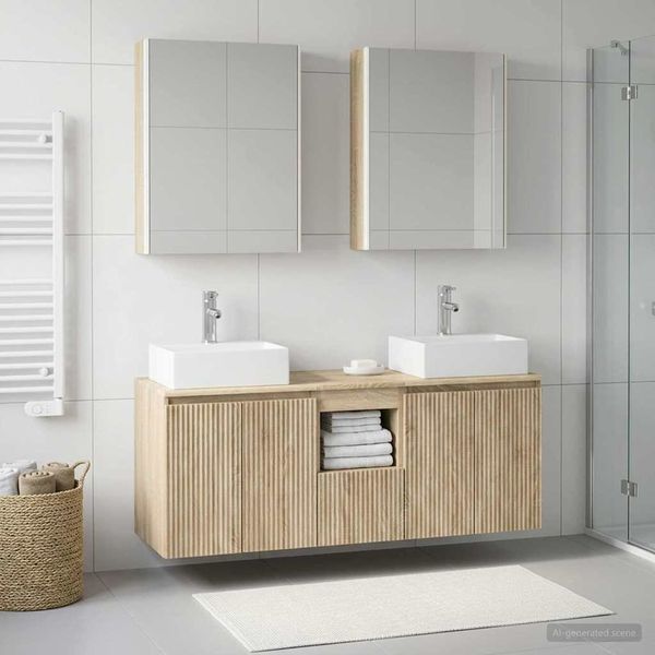 vidaXL Set kabinetov do kúpeľne 5 pcs Dub sonoma Kompozitné drevo