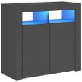 vidaXL Komoda s LED svetlami lesklá sivá 80x35x75 cm