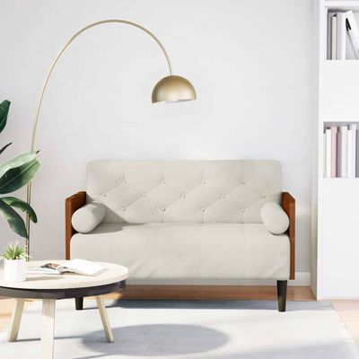 vidaXL Dvojpohovka s vankúšmi, krémová, 110 cm, zamat