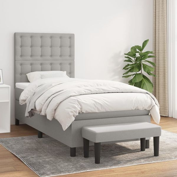 vidaXL Posteľný rám boxsping s matracom bledosivý 90x200 cm látka