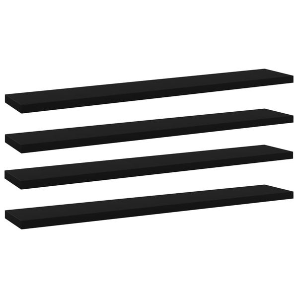 vidaXL Prídavné police 4 ks, čierne 60x10x1,5 cm, drevotrieska