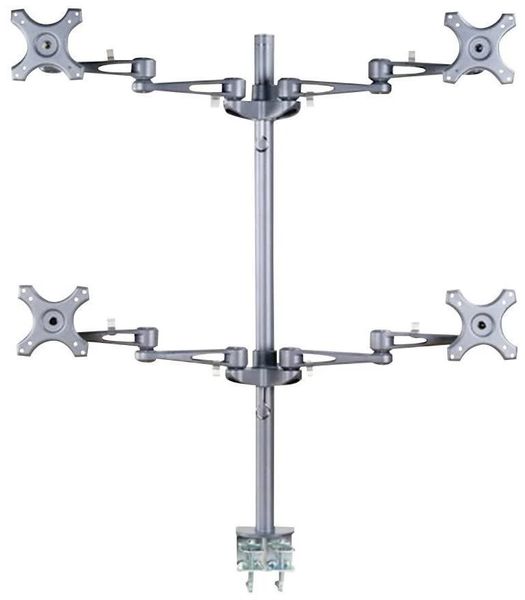 Neomounts FPMA-D935D4 /Držák displeje/na stůl/10-27"/svorka/3čepy/VESA 100X100/nosn.4x6kg/4 displeje/stříbrný Držák, VESA, stolní, pro 4 ploché monitory, úhloprícka 10"-27", náklon 180°, otácení 300°, rotace 360°, nosnost 24kg, stríbrný