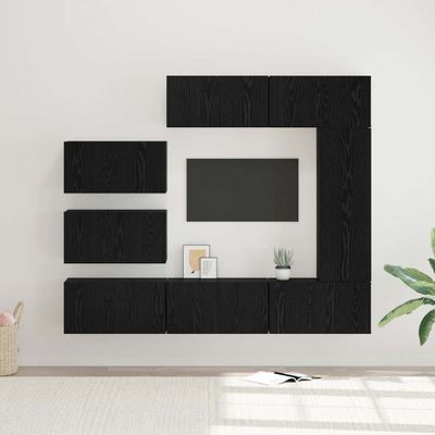 vidaXL Zostava TV skriniek Nástenný 8 pcs Čierny dub Kompozitné drevo