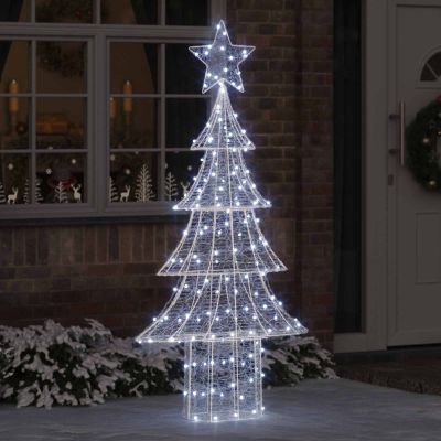 vidaXL Vianočný stromček s 240 LED-i Studená biela 180 cm Akryl