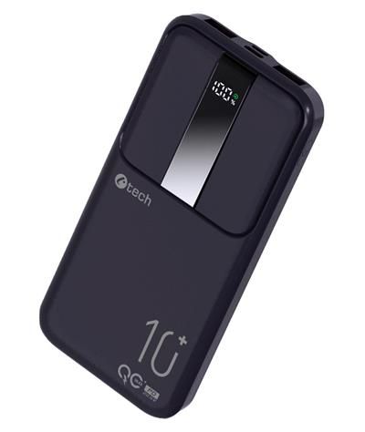 Powerbanka C-tech 10000mAh, Li-Pol, 22,5 W, USB-C/USB-A/micro USB
