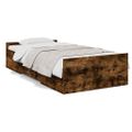vidaXL Posteľný rám so zásuvkami dymový dub 75x190 cm kompozitné drevo