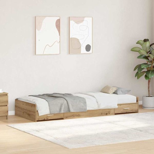 vidaXL Rám postele Remeselný dub 98.5 x 200 cm Kompozitné drevo