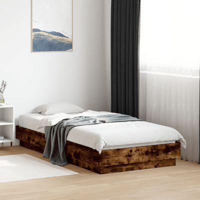 vidaXL Posteľný rám bez matraca dymový dub 75x190 cm kompozitné drevo