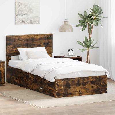 vidaXL Rám postele Dymový dub 100 x 200 cm Kompozitné drevo