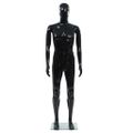 vidaXL Pánska figurína, sklenený podstavec, lesklá čierna 185 cm