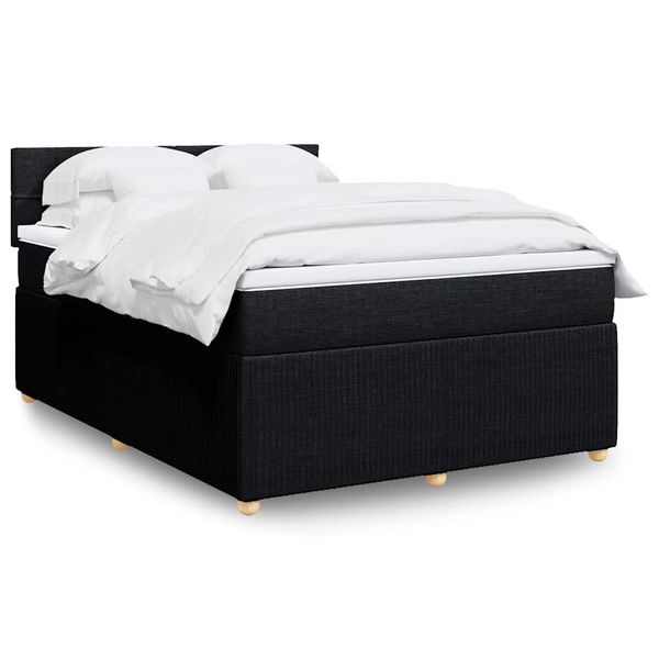 vidaXL Posteľný rám boxspring s matracom čierny 160x200 cm látka