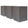 vidaXL Záhradné kompostéry 3 ks, hnedé 60x60x83 cm, 900 l, plast ratan