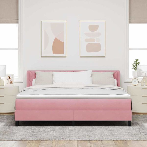 vidaXL Posteľ s pružinovým rámom Ružová 200 x 180 cm Zamat