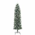 vidaXL Umelý chudý vianočný strom Zelená a biela 240 cm