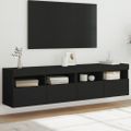 vidaXL TV nástenné skrinky s LED svetlami 2 ks čierne 80x30x40 cm