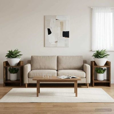 vidaXL Stojan na rastliny s poličkou 2 pcs Údený Dub 30 x 30 x 40 cm