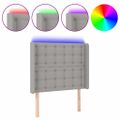 vidaXL Čelo postele s LED bledosivé 83x16x118/128 cm látka