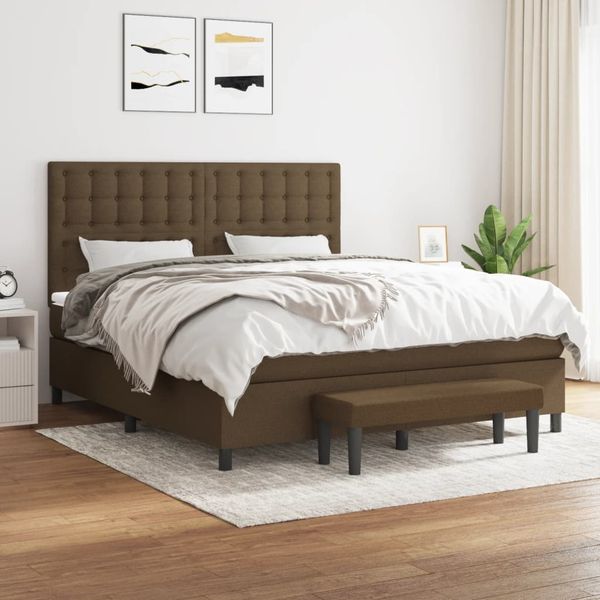vidaXL Boxspring posteľ s matracom tmavohnedá 160x200 cm látka