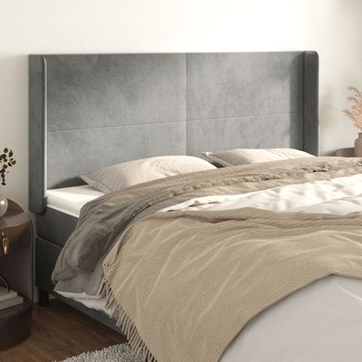 vidaXL Čelo postele so záhybmi bledosivé 183x16x118/128 cm zamat