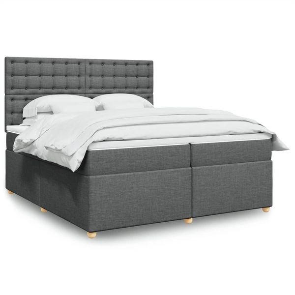 vidaXL Boxspring posteľ s matracom tmavosivá 200x200 cm látka