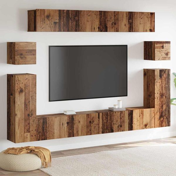 vidaXL TV jednotky Nástenný 4 pcs Staré drevo Kompozitné drevo