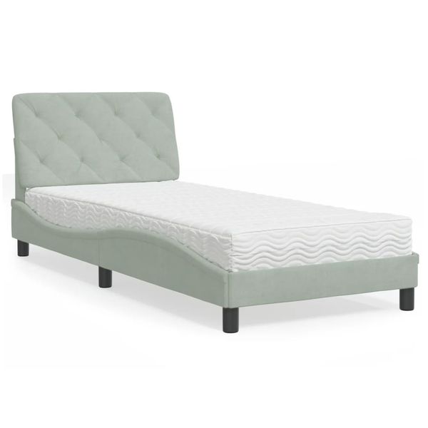 vidaXL Posteľ s matracom bledosivý 90x190 cm zamat