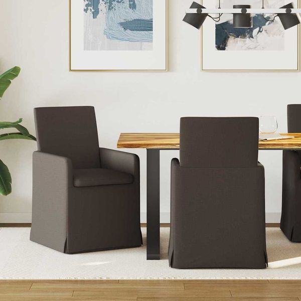 vidaXL Jedálenské stoličky 2 pcs Tmavo šedá 57 x 67 x 95 cm Ľan