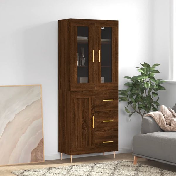 vidaXL Vysoká skrinka hnedý dub 69,5x34x180 cm spracované drevo