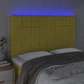 vidaXL Čelo postele s LED zelené 144x5x118/128 cm látka